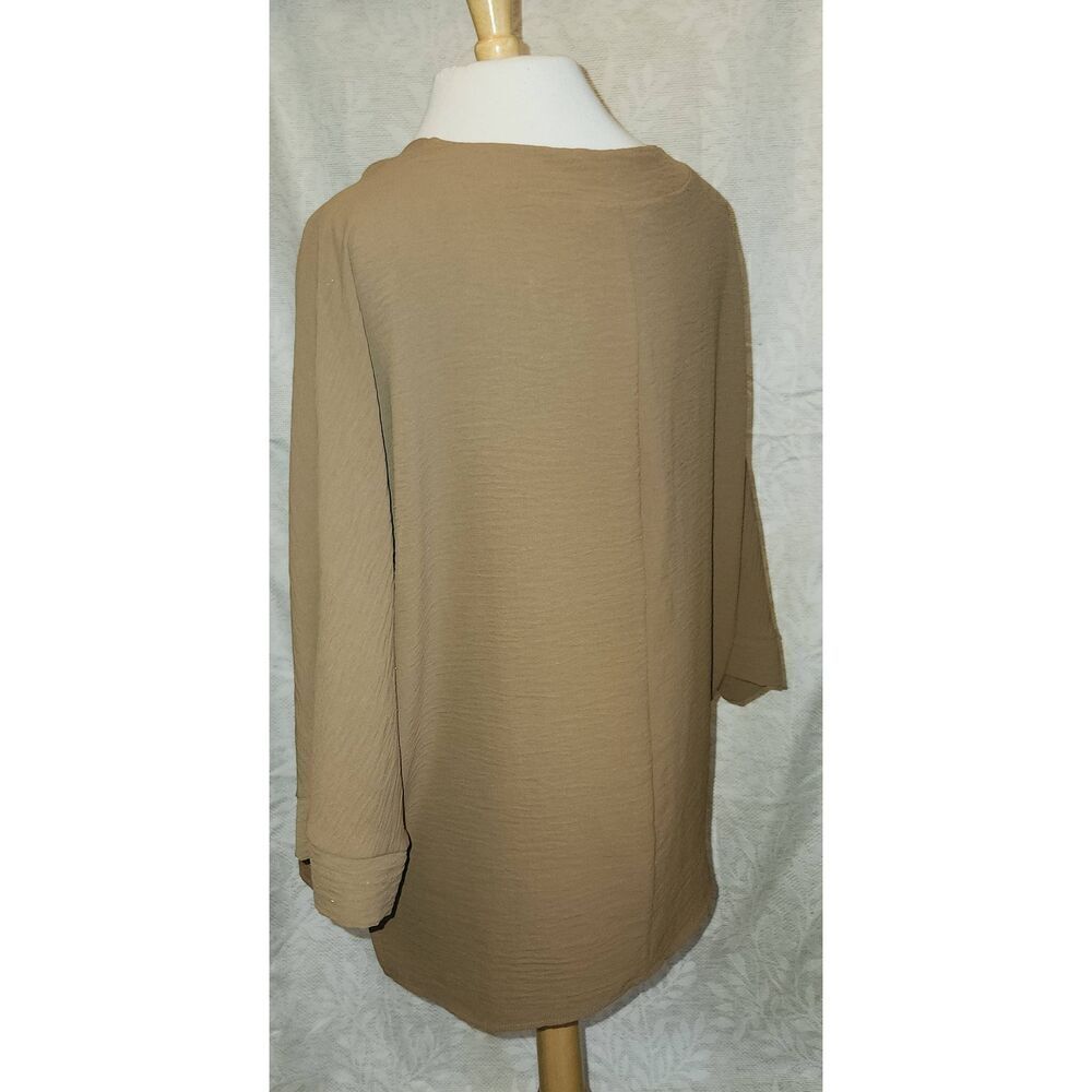 T72 Zenana Gold-Brown top Dolman Sleeves V-neck relaxed fit stretch - Picture 3 of 7